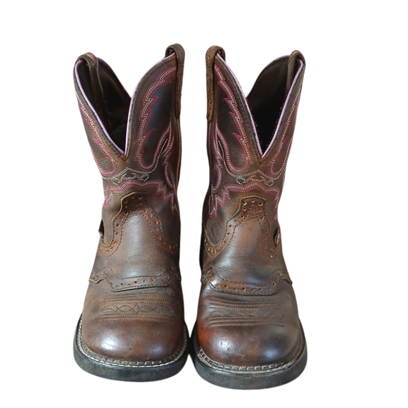 Justin Boots Gypsy Collection Western Pull-on Cowboy Boot Size 6 Brown & Pink 6 - Picture 3 of 14